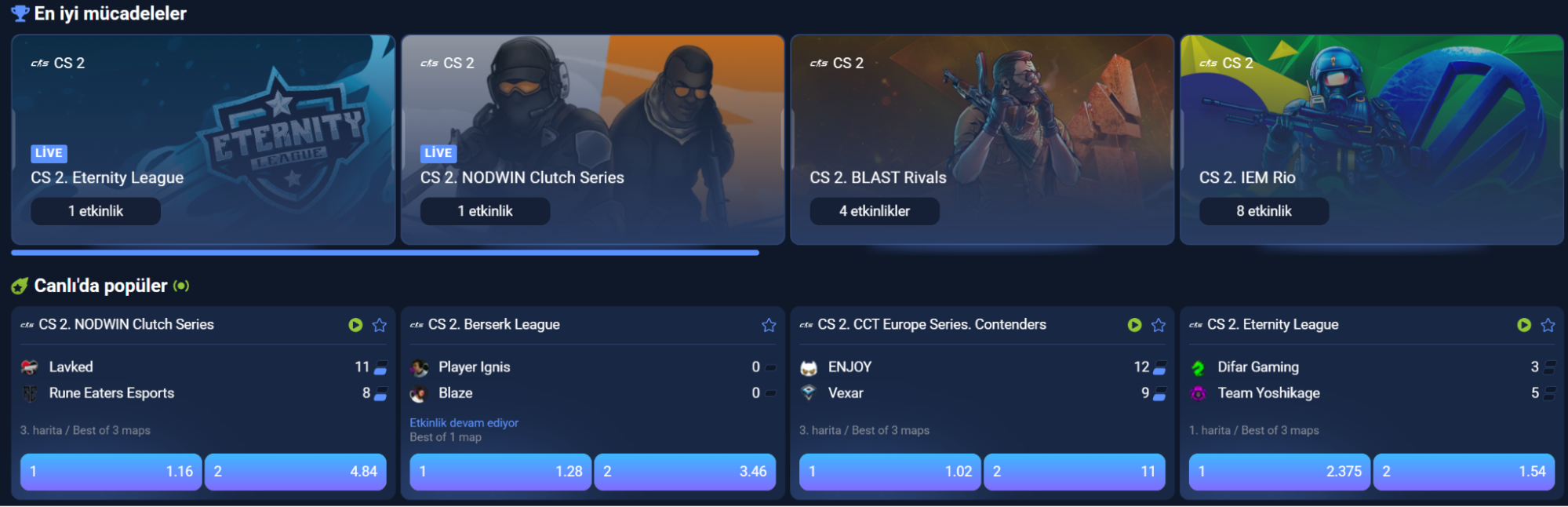 CS 2 Espor bahisleri