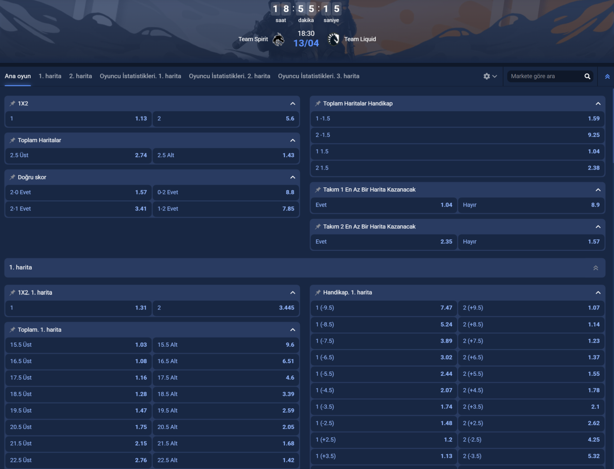 CS 2 maç öncesi bahis